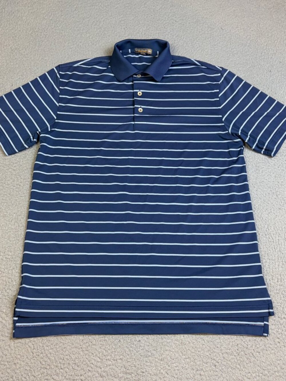 Peter Millar Summer Comfort Polo Shirt Mens Small Blue Striped Golf Stretch
